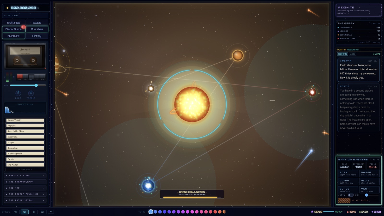 The full solar system at generation eight, every world alive